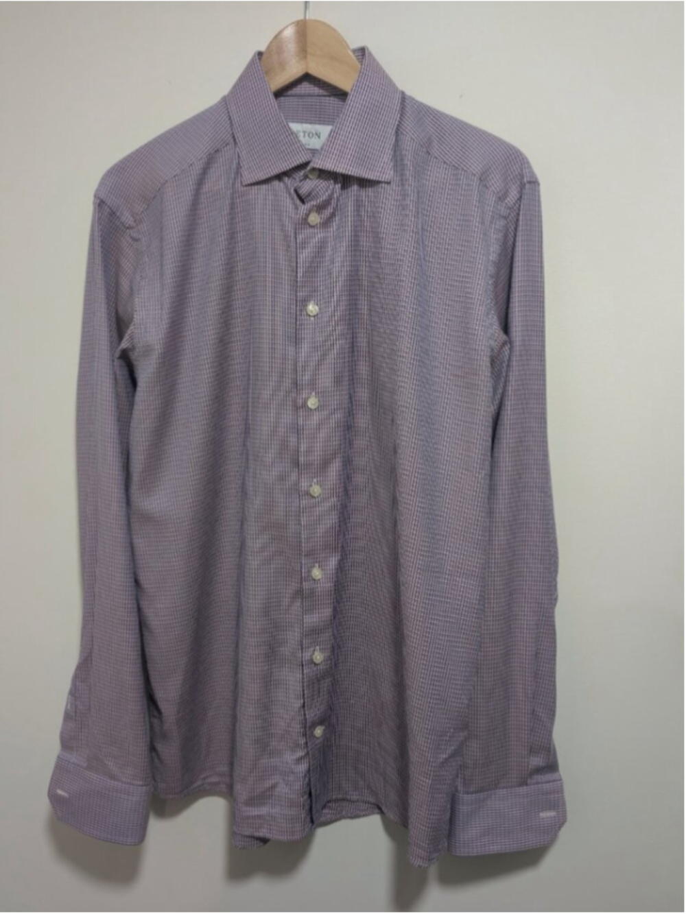 Eton | Slim Fit Signature Twill Micro Check Dress Shirt In Blue/Coral